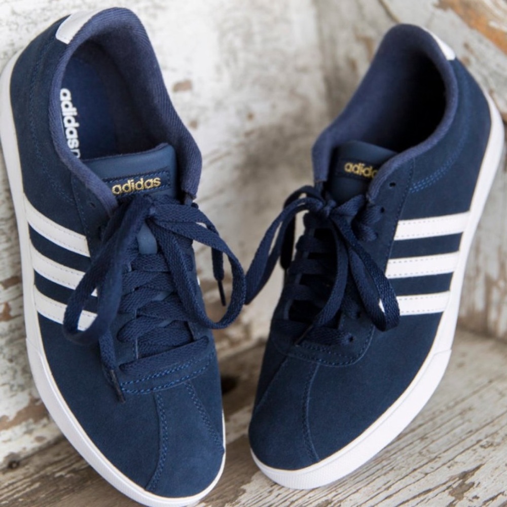 adidas neo courtset sneaker navy blue suede matching laces